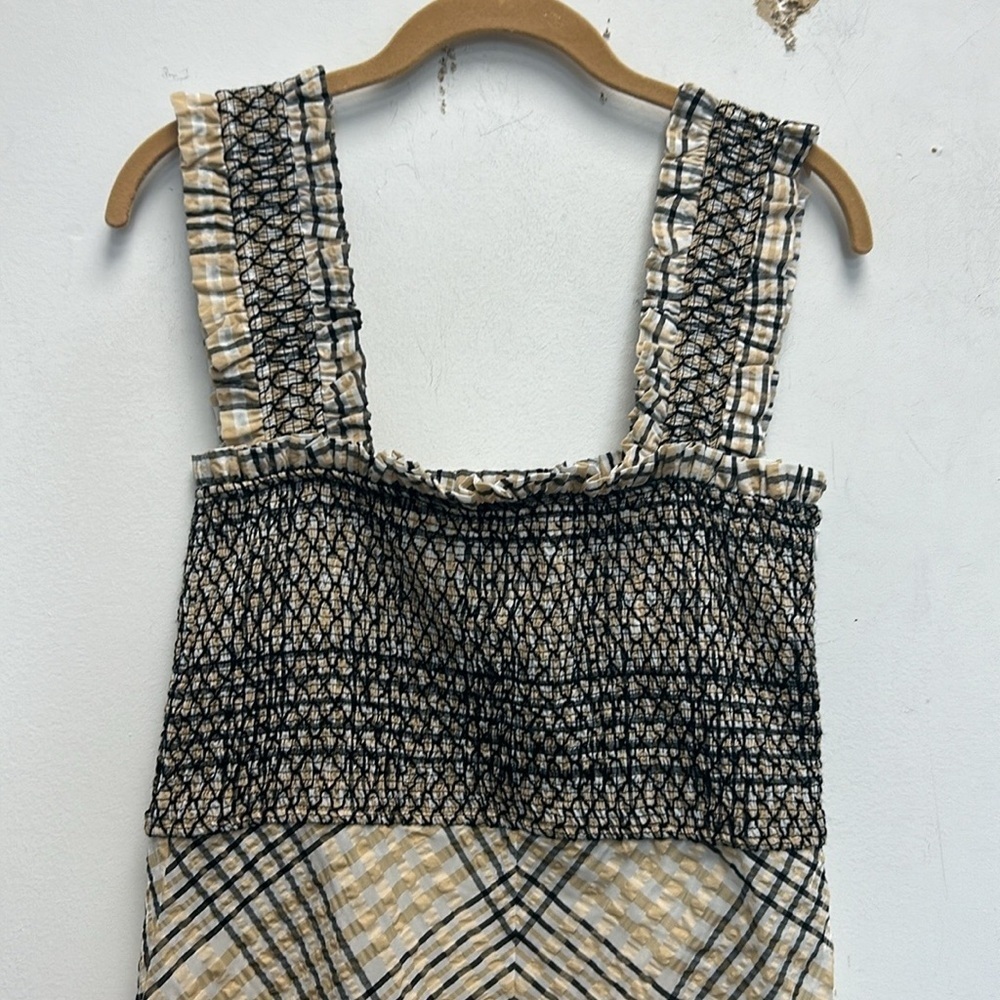 GANNI seersucker shirred sleeveless maxi dress - Picture 5 of 6
